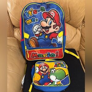 SUPER MARIO 16" Large Backpack + Insulated Lunch Box -Mario & Yoshi
Blue NWOT
